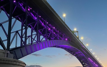 Peace Bridge lit purple to honor Month of the Military Child