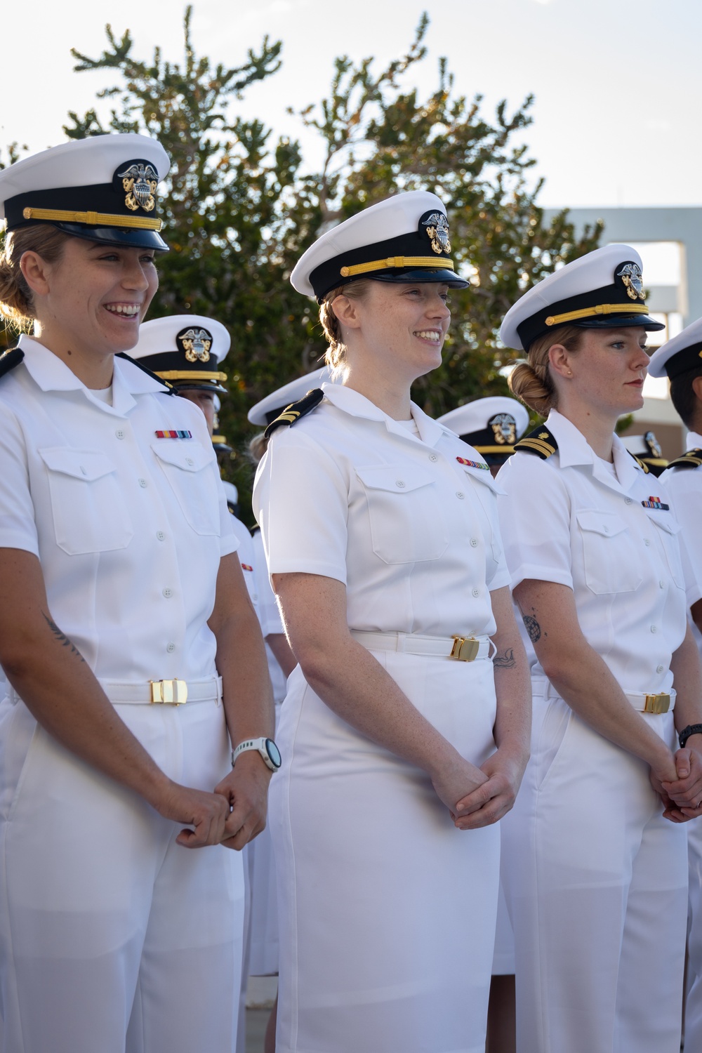 Robert E. Bush Naval Hospital conducts command dress white inspection