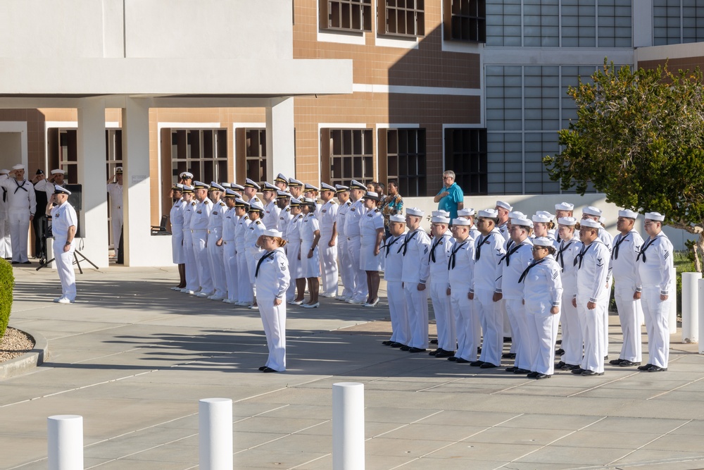 Robert E. Bush Naval Hospital conducts command dress white inspection