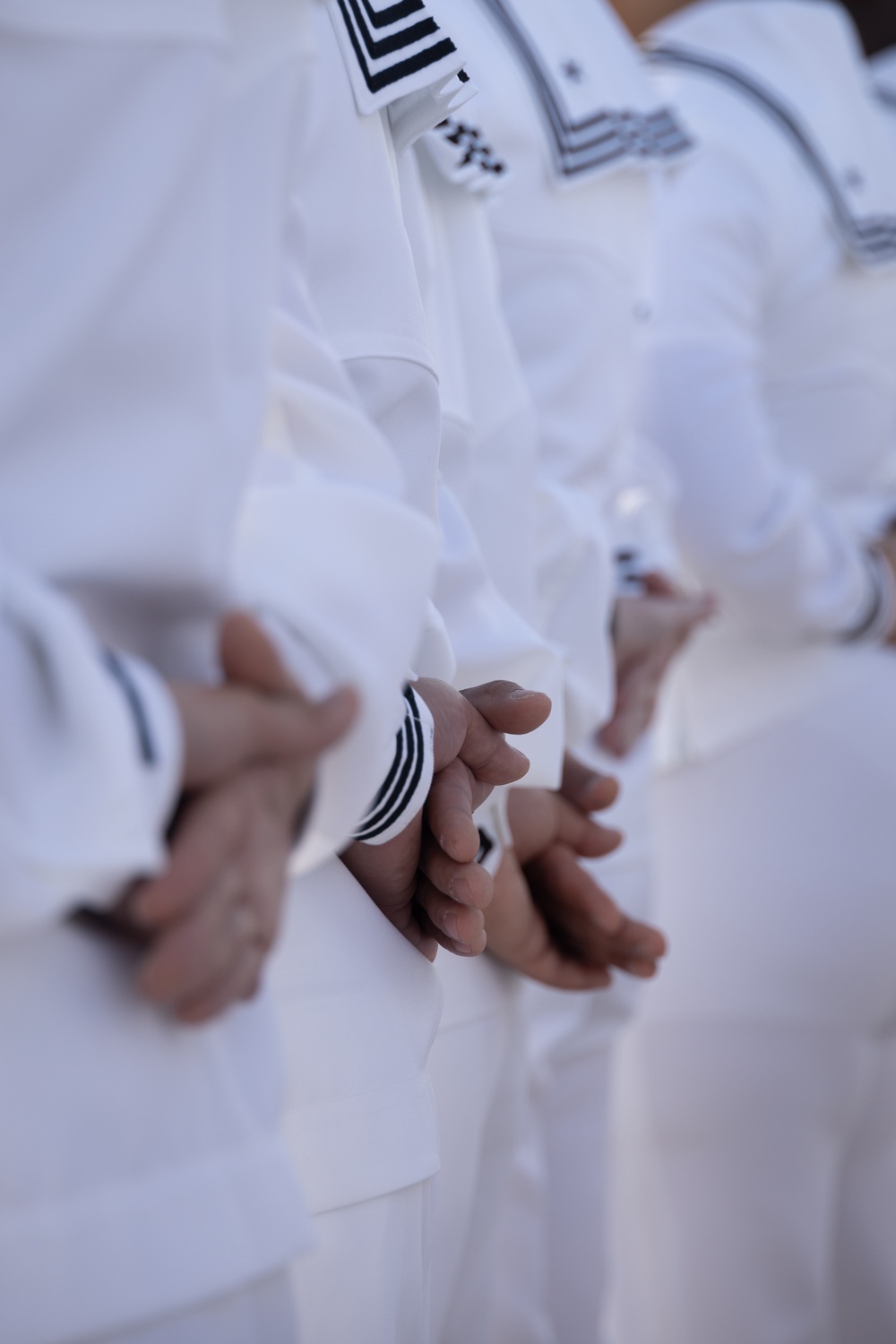 Robert E. Bush Naval Hospital conducts command dress white inspection