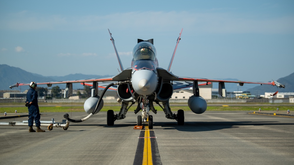 VMFA(AW)-224 conducts Hot Refueling at MCAS Iwakuni