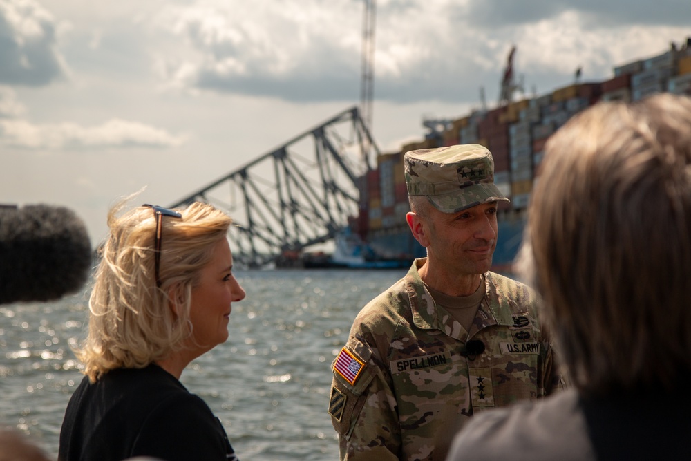 U.S. Secretary of the Army and USACE Commanding General visit wreckage of the Francis Scott Key Bridge