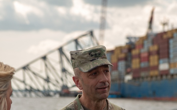 U.S. Secretary of the Army and USACE Commanding General visit wreckage of the Francis Scott Key Bridge