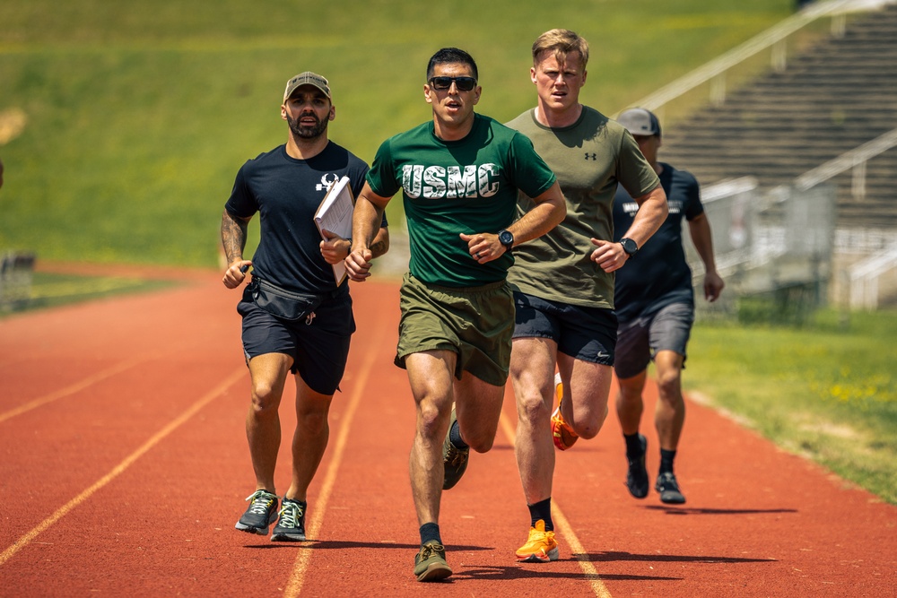 U.S. Marines and Royal Marines compete in the Double-up competition during the 2024 Fittest Instructor Competition