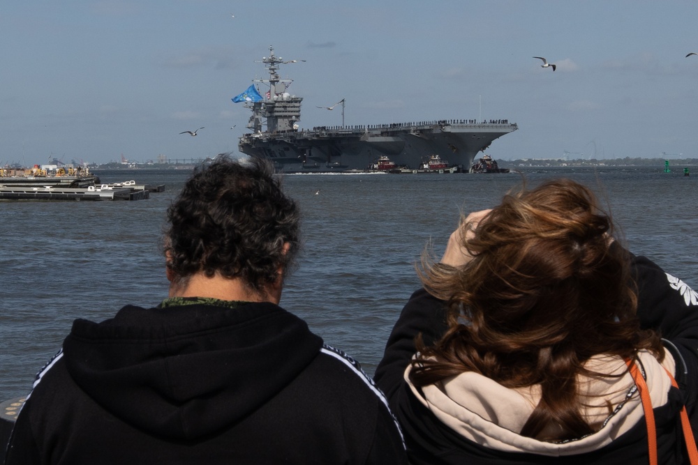 USS George Washington Departs Naval Station Norfolk
