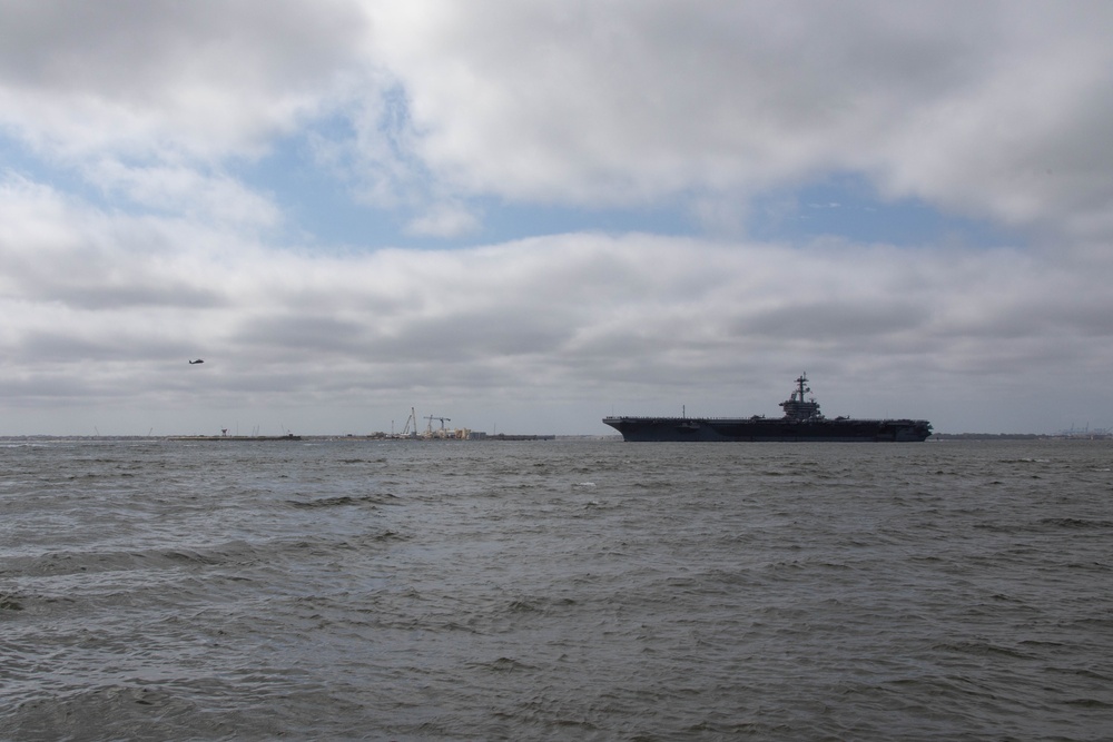 USS George Washington Departs Naval Station Norfolk