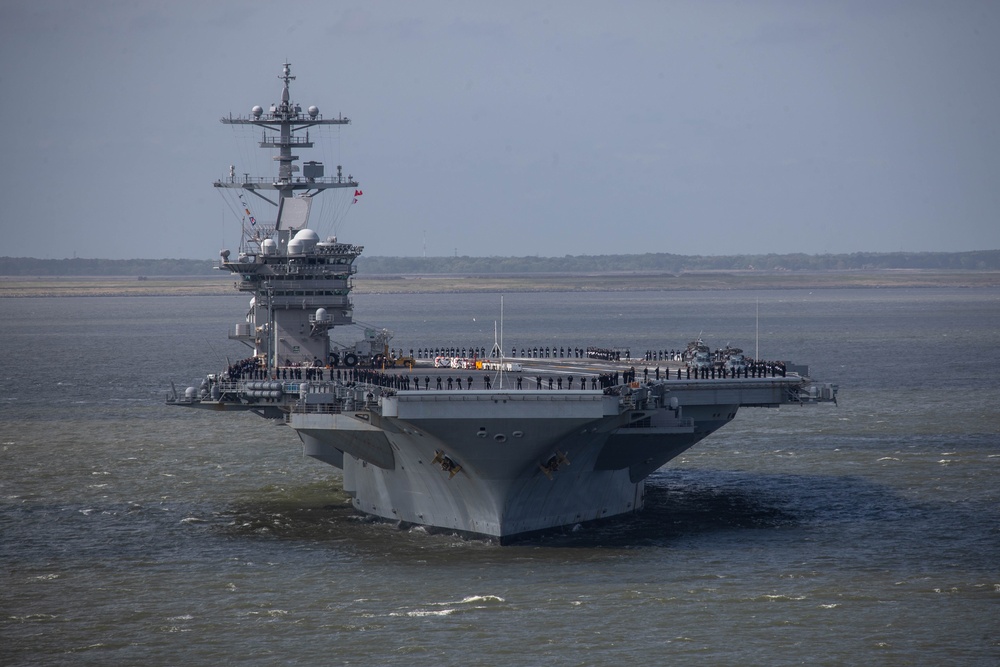 USS George Washington Departs Naval Station Norfolk