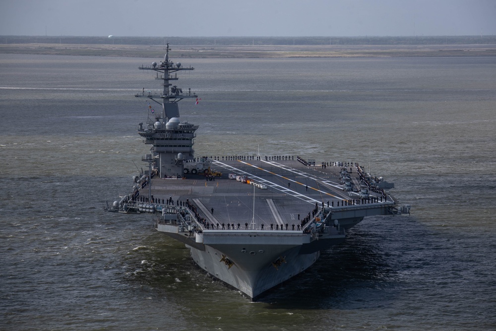 USS George Washington Departs Naval Station Norfolk