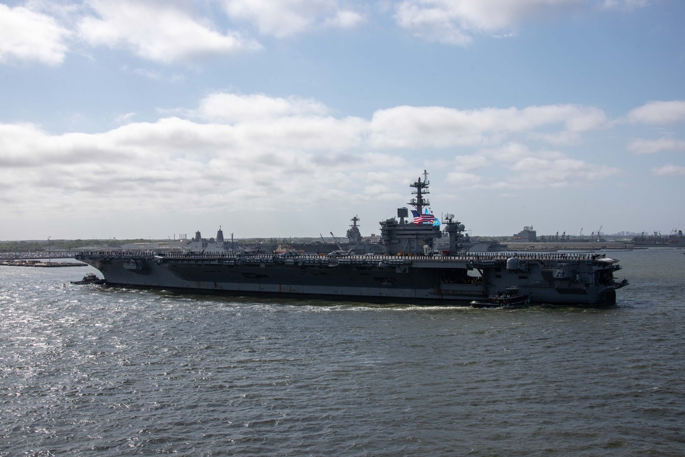 USS George Washington Departs Naval Station Norfolk