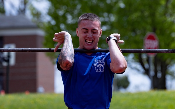 U.S. Marines and Royal Marines compete in the Double-up competition during the 2024 Fittest Instructor Competition