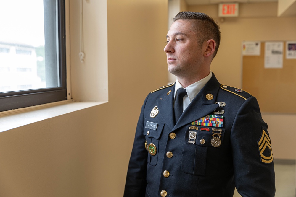 Sgt. 1st Class Benjamin Latham waits for his interview