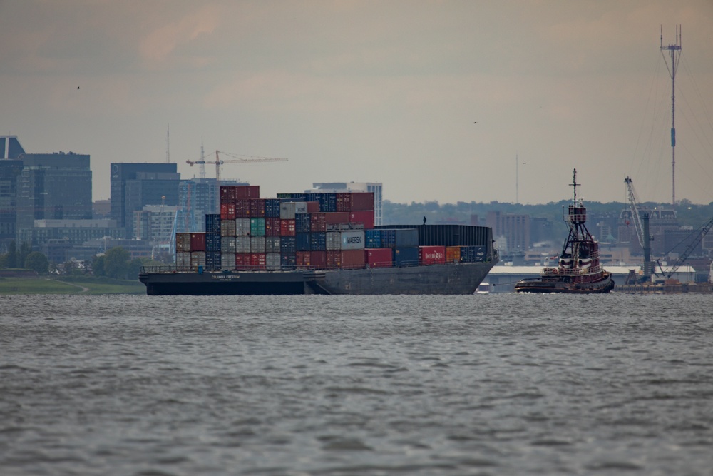 Columbia Freedom transits through the Limited Access Channel in Baltimore