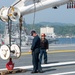 USS Ronald Reagan (CVN 76) Sailors maneuver the crash crane
