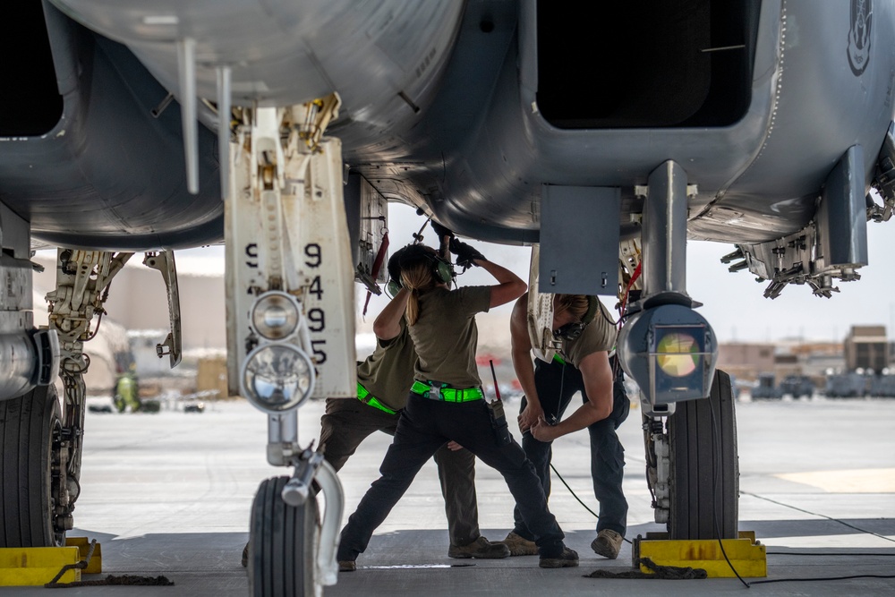 F-15s Take Off During Desert Flag 2024