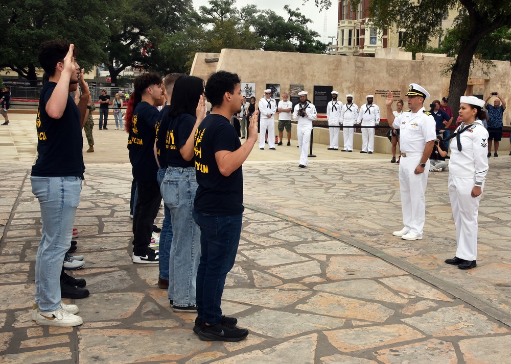 Future Sailors' Oath of Enlistment Ceremony at Navy Day at the Alamo