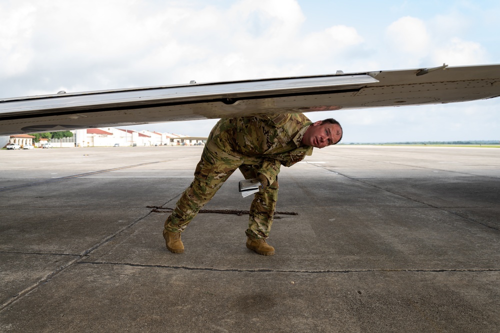 T-1 Jayhawk Memorializing Maj. Jeff Ausborn flys to the Boneyard