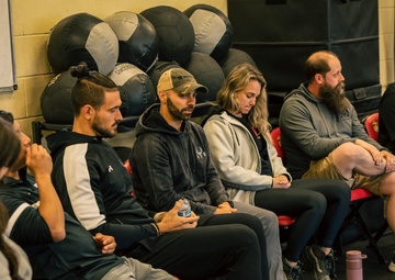 U.S. Marines and Royal Marines attend a coaching class during the 2024 Fittest Instructor Competition