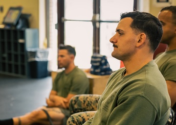 U.S. Marines and Royal Marines attend a coaching class during the 2024 Fittest Instructor Competition