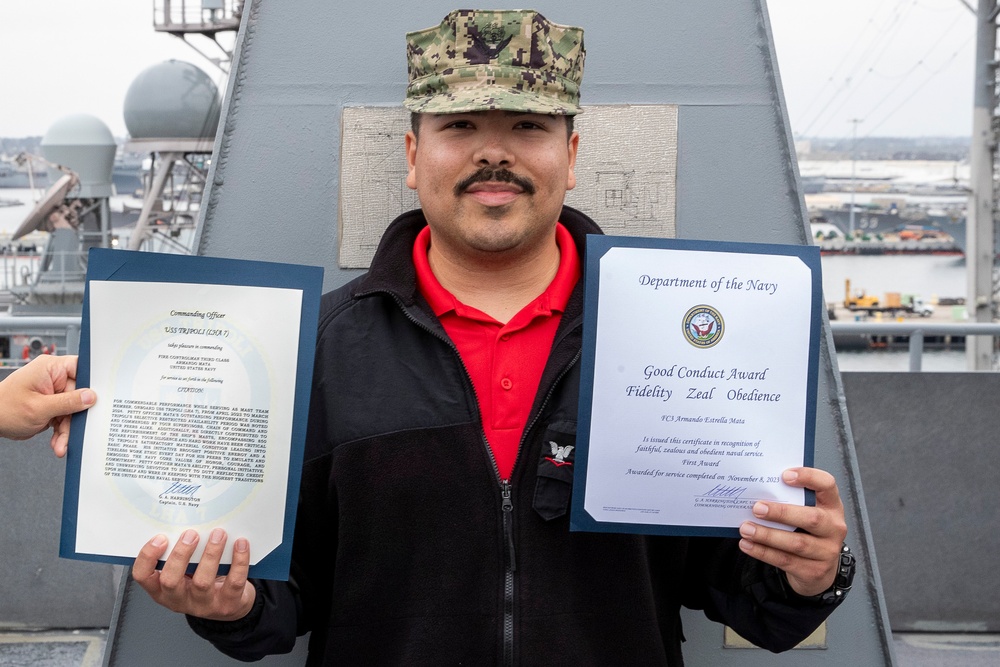 USS Tripoli Awards at Quarters for the C5I Department