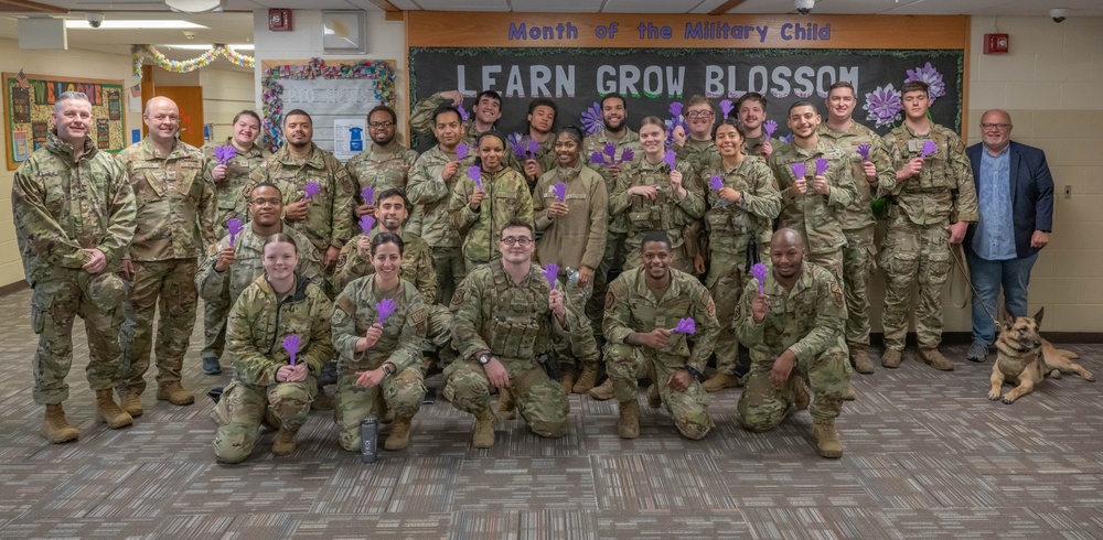 Team Minot holds clap-in for elementary school students for Month of the Military Child