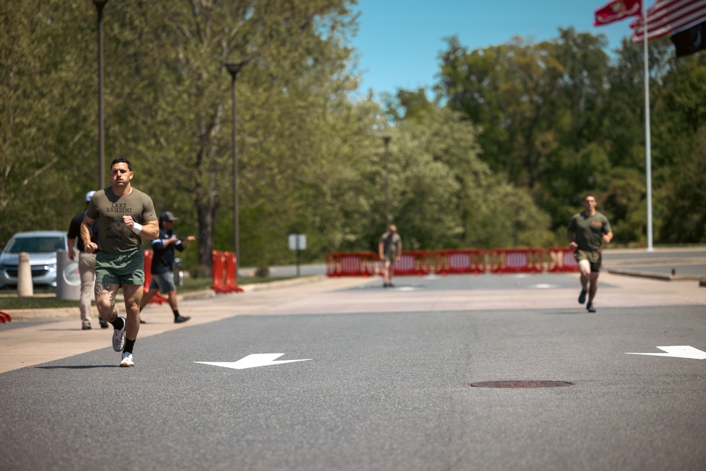 U.S. Marines and Royal Marines Conduct the Thrust and Run During the 2024 Fittest Instructor Competition