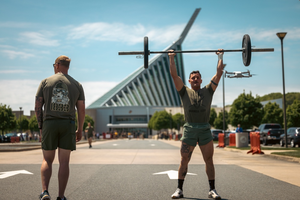 U.S. Marines and Royal Marines Conduct the Thrust and Run During the 2024 Fittest Instructor Competition