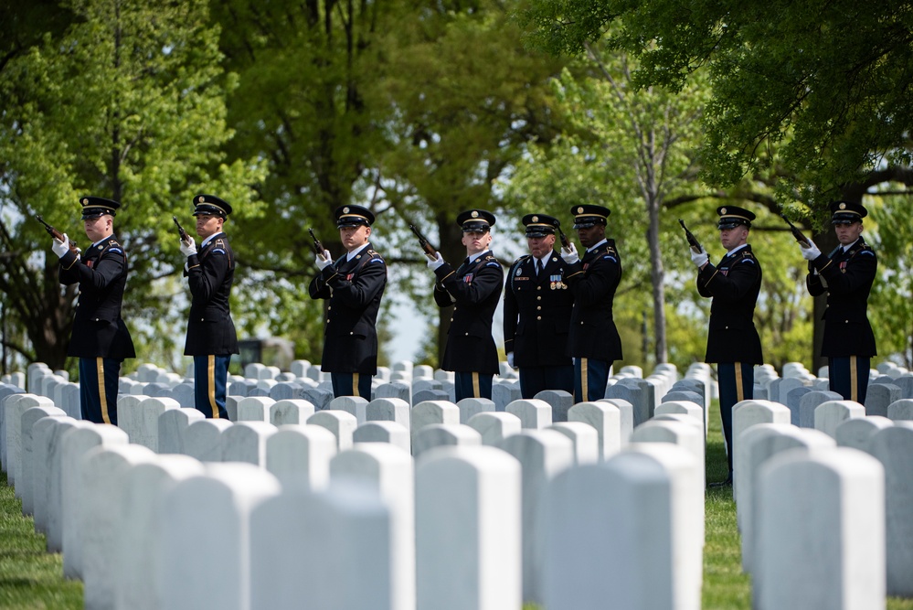 Military Funeral Honors with Funeral Escort are Conducted for U.S. Army Air Forces Pvt. Doyle Sexton in Section 55