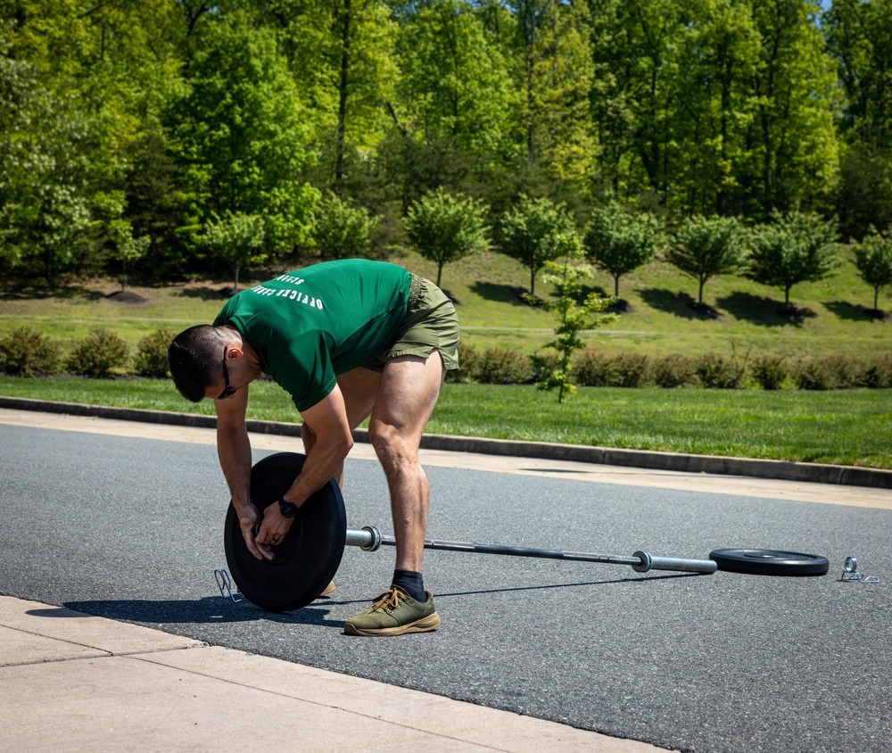 U.S. Marines and Royal Marines Compete in the &quot;Thrust and Run&quot; During the 2024 Fittest Instructor Competition