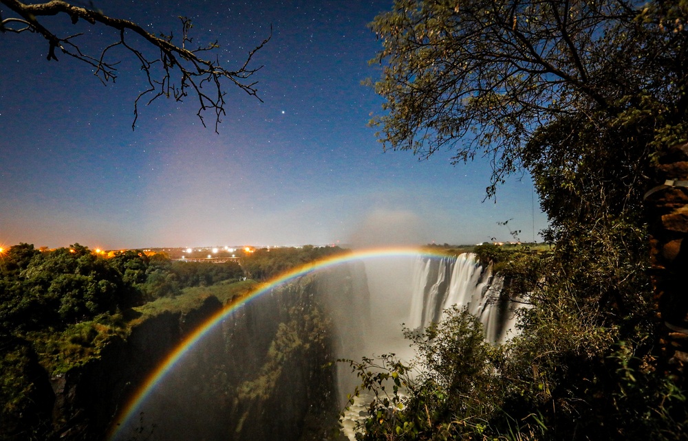 Lunar rainbow graces Victoria Falls