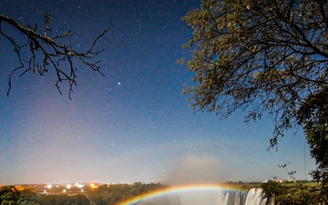 Lunar rainbow graces Victoria Falls