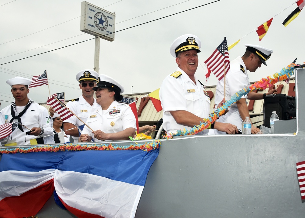 JBSA San Antonio, USS San Antonio Sailors take part in Battle of Flowers Parade