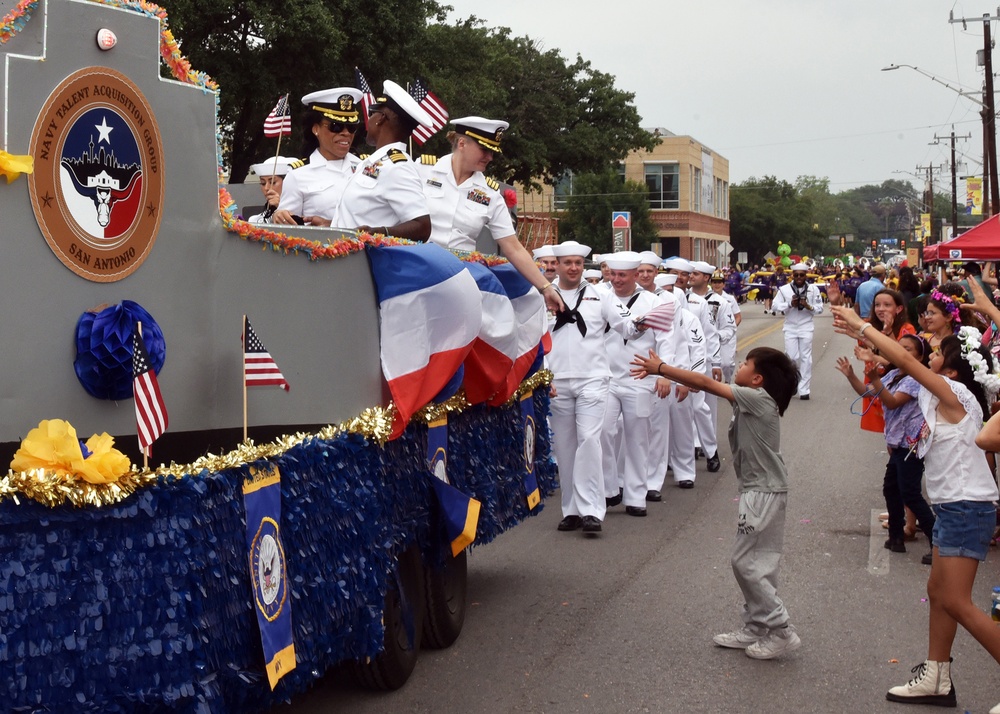 JBSA San Antonio, USS San Antonio Sailors take part in Battle of Flowers Parade