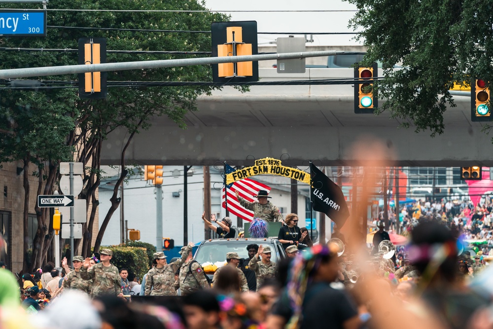 Army North Soldiers march in the Battle of Flowers Parade