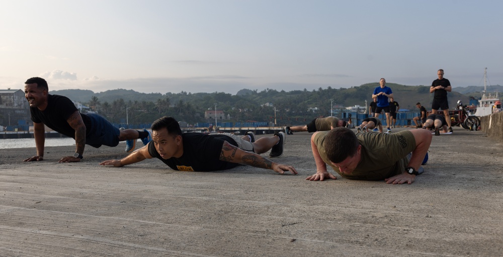 Balikatan 24: Physical Training at the Port of Basco with Maj. Gen. Jered Helwig