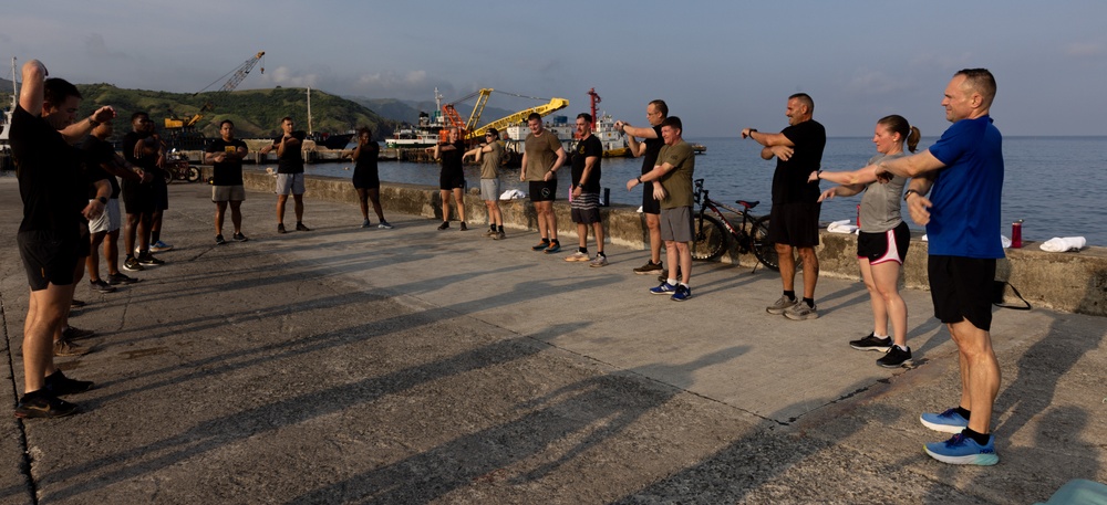 Balikatan 24: Physical Training at the Port of Basco with Maj. Gen. Jered Helwig