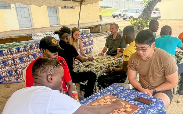 NMCB 11 language exchange with Gabonese Military