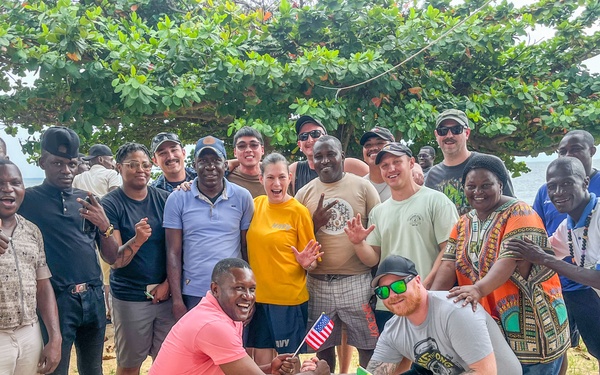 NMCB 11 language exchange with Gabonese Military