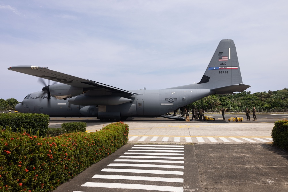 U.S. service members land at Basco airport