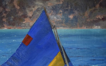 US Coast Guard Art Program 2024 Collection, Object Id # 202413, &quot;Patchwork sails,&quot; Daniel Coolbrith Jones
