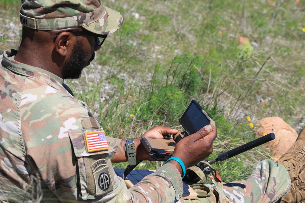 Soldiers testing handheld call for fire