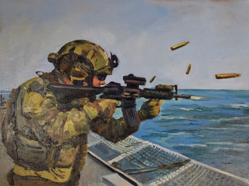 US Coast Guard Art Program 2024 Collection, Object Id # 202418, &quot;Working together, staying sharp,&quot; Kirk Larsen