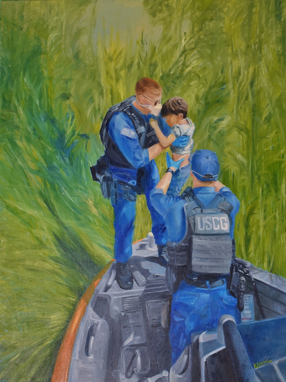US Coast Guard Art Program 2024 Collection, Object Id # 202420, &quot;Rescuers on the Rio Grande,&quot; Karen Loew