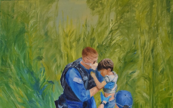 US Coast Guard Art Program 2024 Collection, Object Id # 202420, &quot;Rescuers on the Rio Grande,&quot; Karen Loew