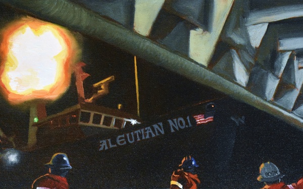 US Coast Guard Art Program 2024 Collection, Object Id # 202422, &quot;Bering Sea tow,&quot; MK1 Jasen Newman