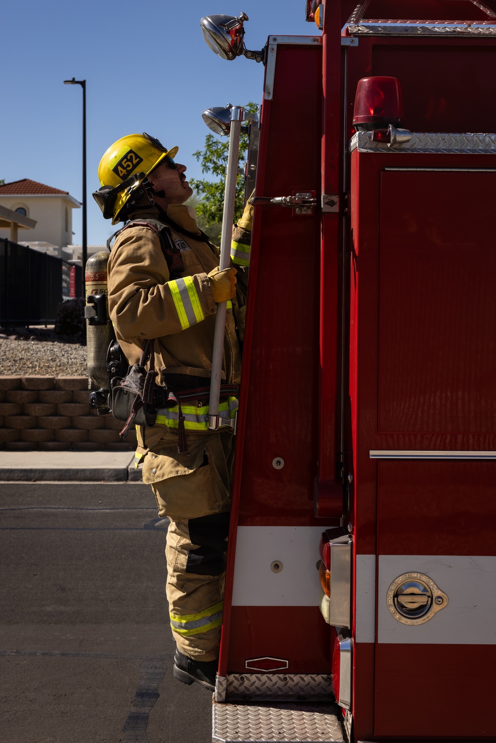 The Combat Center Firefighters conduct routine training to maintain readiness