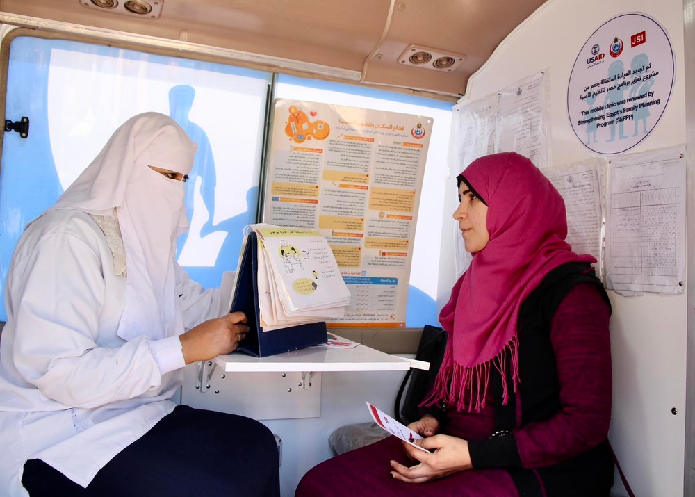 Female Egyptian health worker, Egypt USAID-supported mobile clinic, Egypt