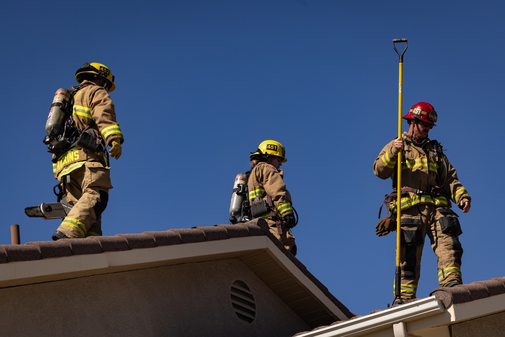 The Combat Center Firefighters conduct routine training to maintain readiness