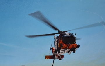 US Coast Guard Art Program 2024 Collection, Object Id # 202434, &quot;Helicopter refuel,&quot; Leendert van der Pool