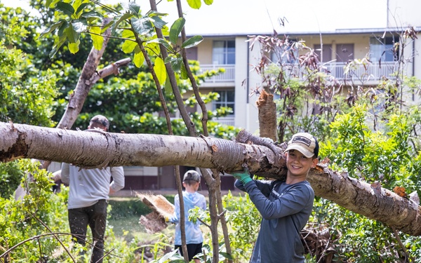 Branching Out: Weed Warriors clear invasive plants and debris from the Mokapu Central Drainage Channel on MCBH