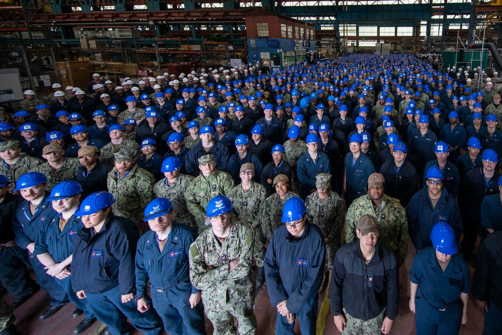 USS George H.W. Bush‘ Thousand Points of Light’ all-hands call.